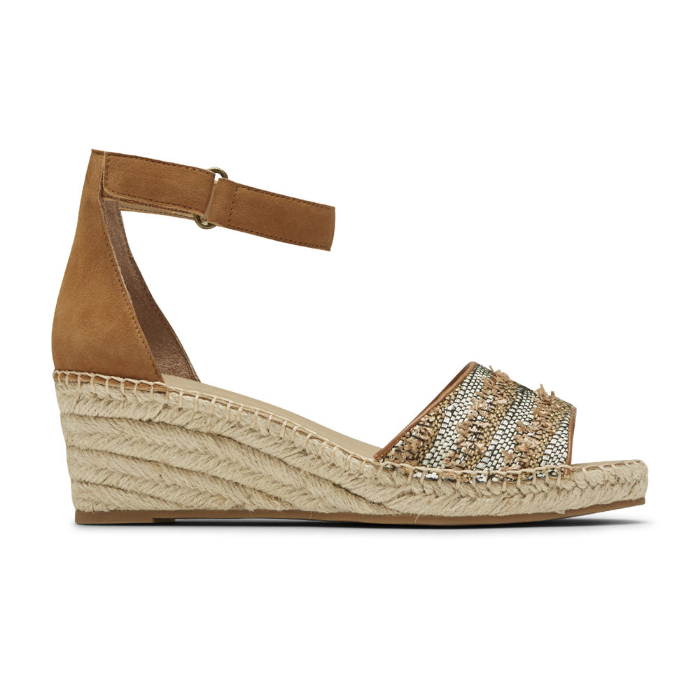 Rockport Sandals For Womens Khaki - Marah Woven Ankle Strap - LB4819256